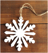 Load image into Gallery viewer, White Hanging Wood Snowflake
