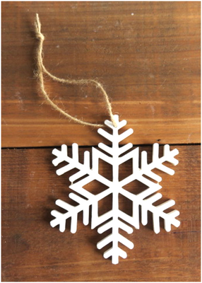 White Hanging Wood Snowflake