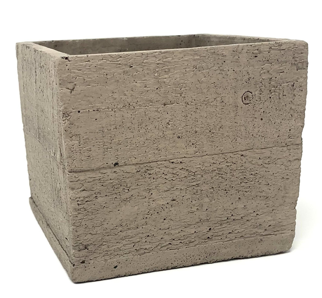 Concrete Wooden-Look Plant Cube